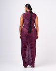 AMINAH RUCHED MAXI MESH DRESS