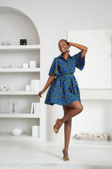 LOLO African Print Shirt Mini Dress
