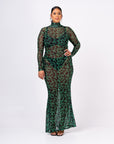 AZI LONG SLEEVE MAXI MESH DRESS