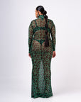 AZI LONG SLEEVE MAXI MESH DRESS