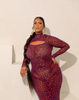 AMINAH LONG SLEEVE MAXI MESH DRESS