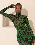 AZI LONG SLEEVE MAXI MESH DRESS
