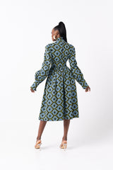 SHOPE African Print Midi Dress (pussybow)