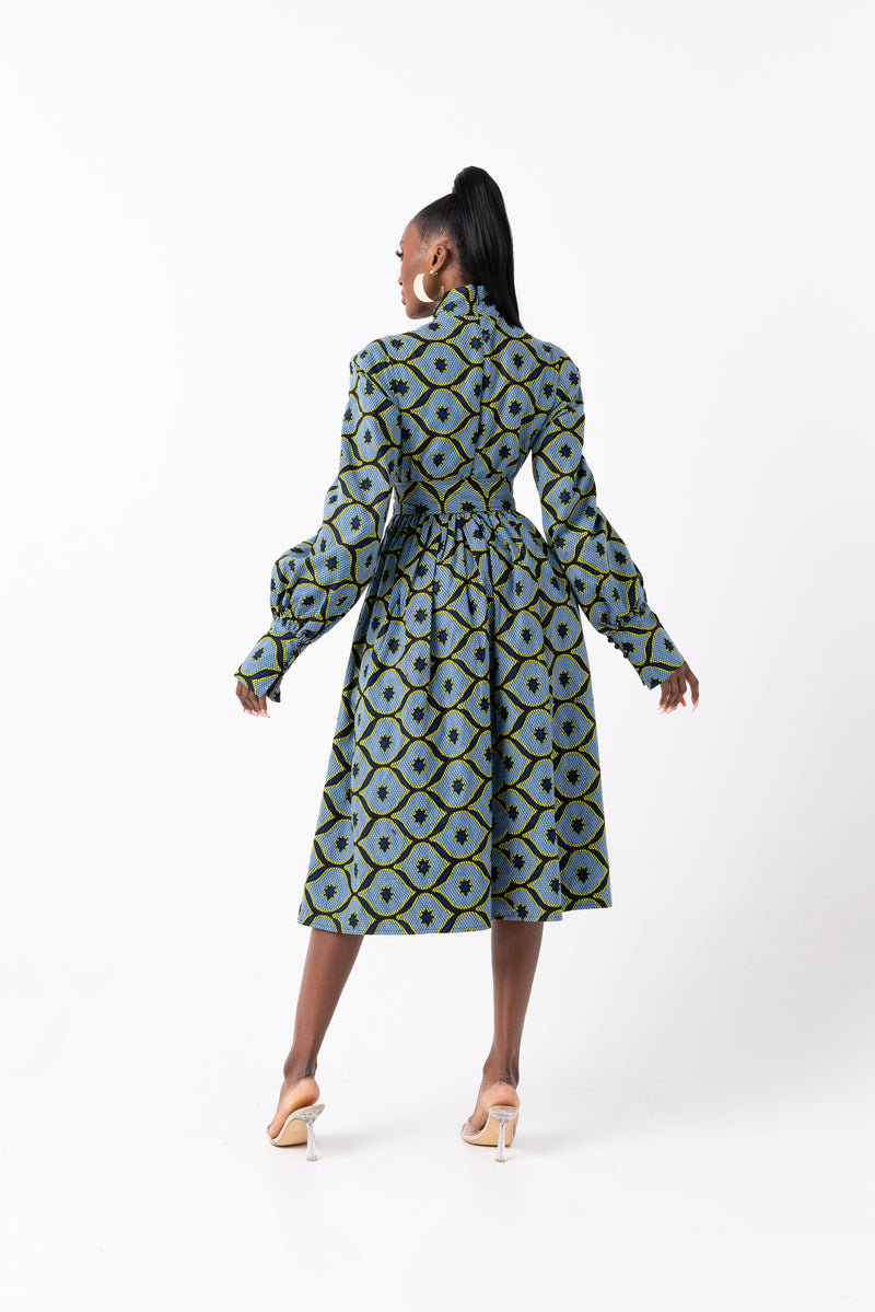 SHOPE African Print Midi Dress (pussybow)
