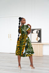 RIMI African Print One-shoulder Midi Dress