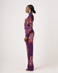 ENANG PURPLE MESH LONG SLEEVE TOP