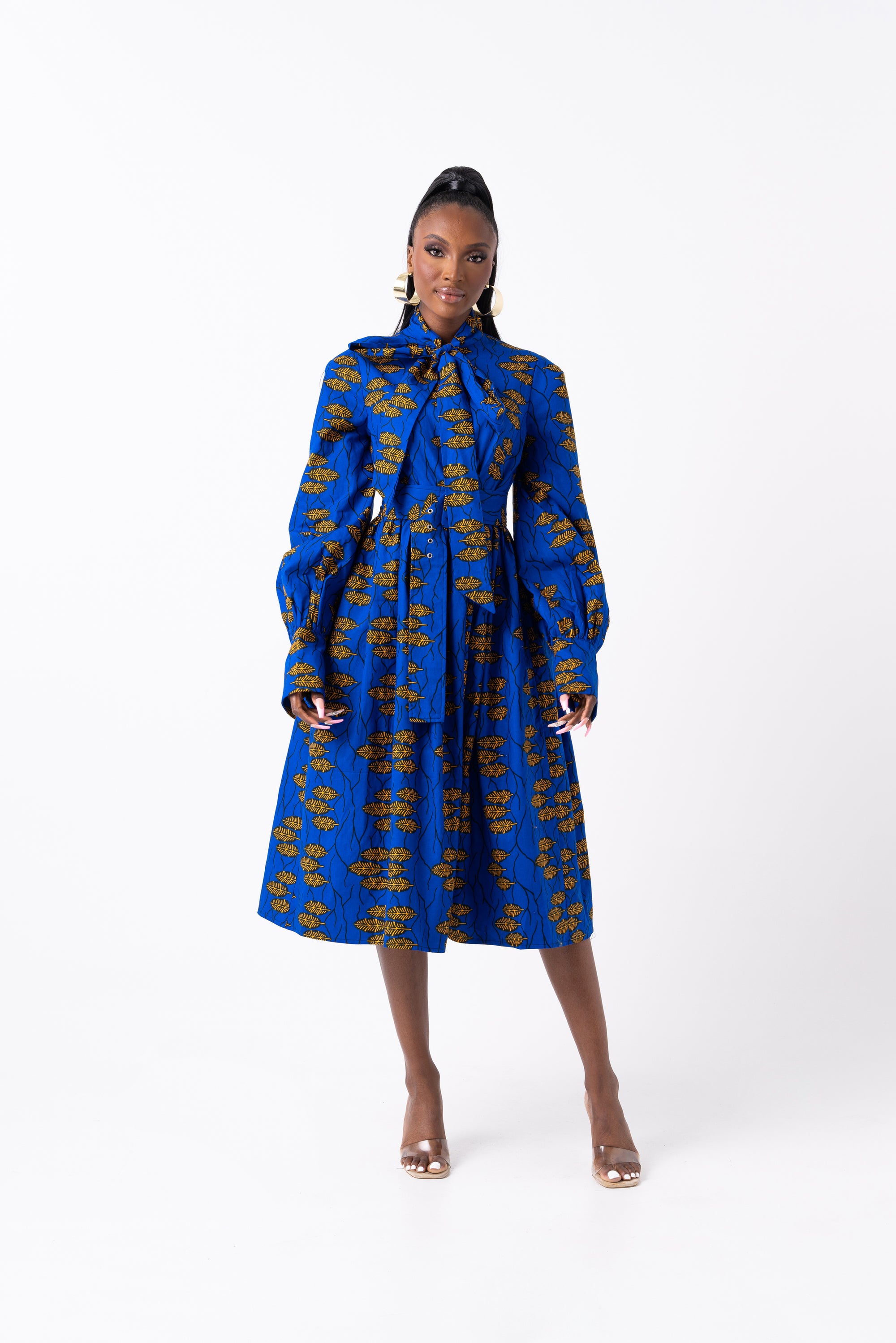 YOMI African Print Midi Dress (pussybow)