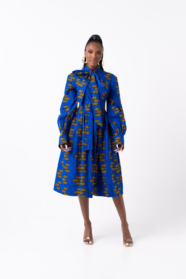 YOMI African Print Midi Dress (pussybow)