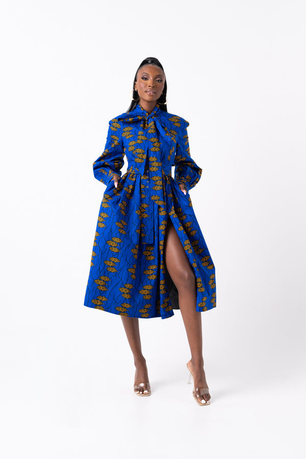 YOMI African Print Midi Dress (pussybow)