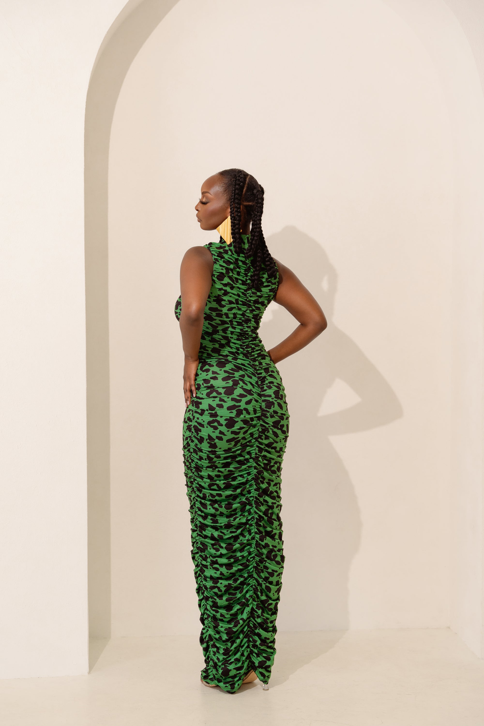 AZI RUCHED MAXI KNIT DRESS