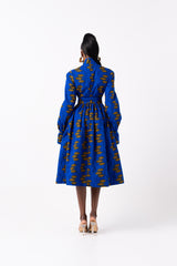 YOMI African Print Midi Dress (pussybow)