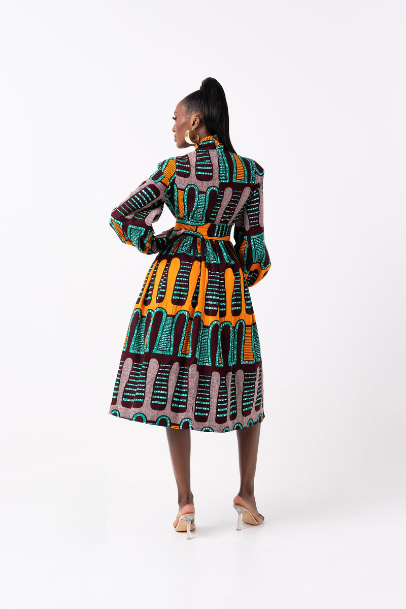 BUSAYO African Print Midi Dress (pussybow)