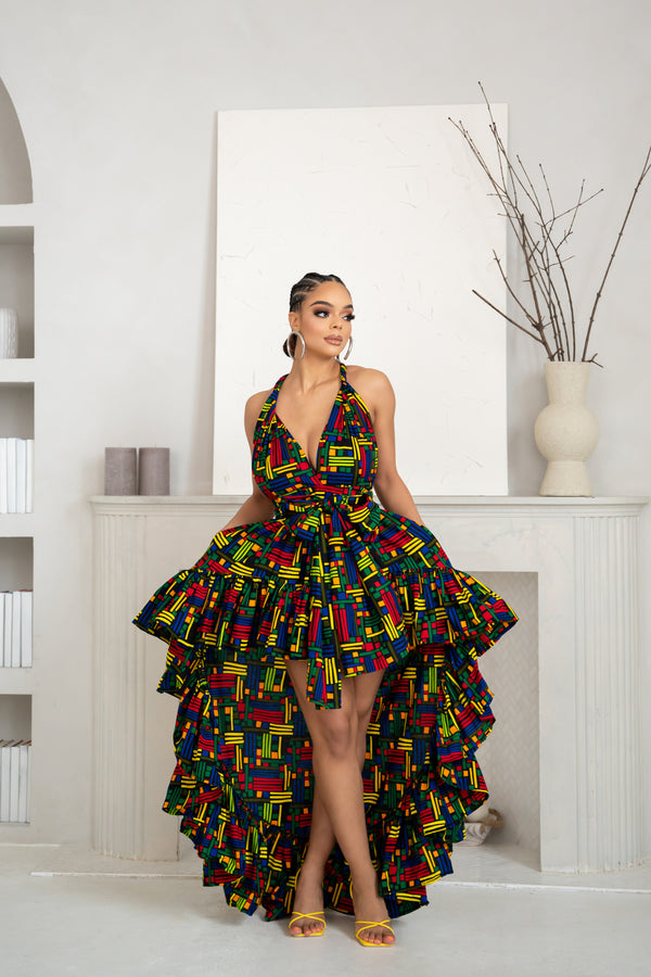 NINA African Print Hi-low Infinity Dress
