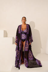 ENANG BLACK LONG KAFTAN CHIFFON KIMONO