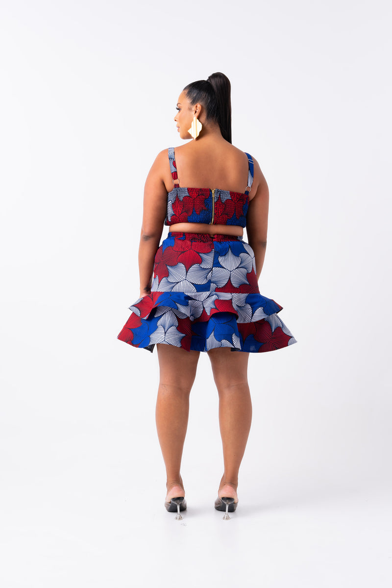 ABIKE African Print Layered Mini Skirt
