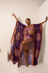 ENANG PURPLE LONG KAFTAN CHIFFON KIMONO