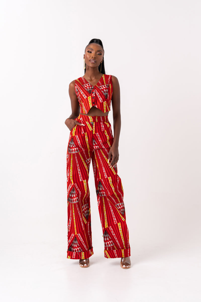 AFE African print Pantsuit WAISTCOAT