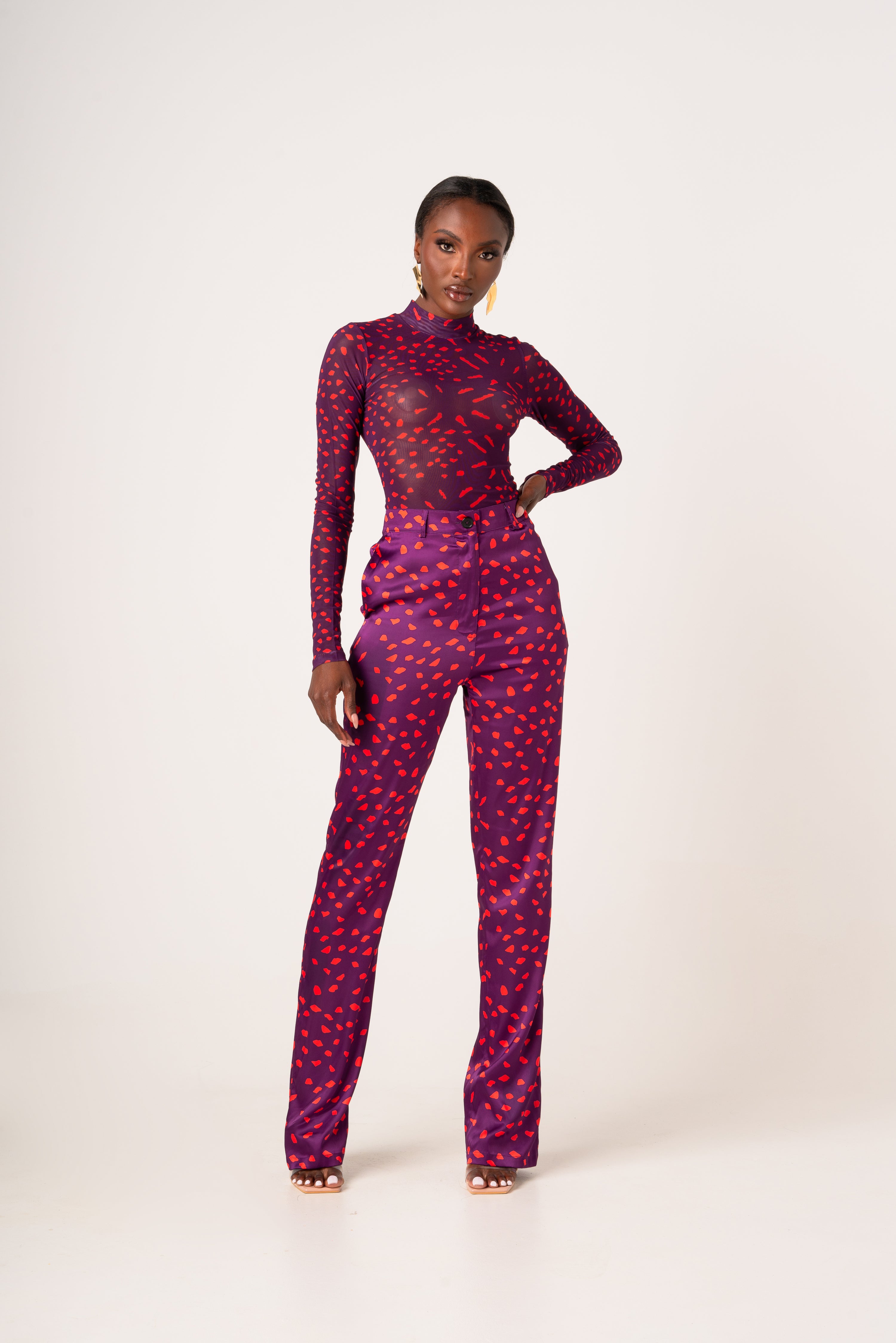 Amina Striped High Rise Pants