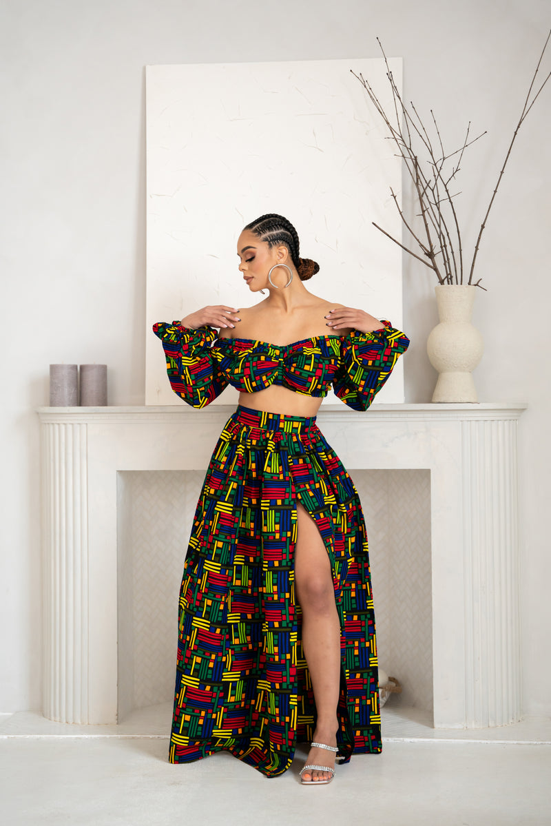 NINA African Print Maxi Skirt