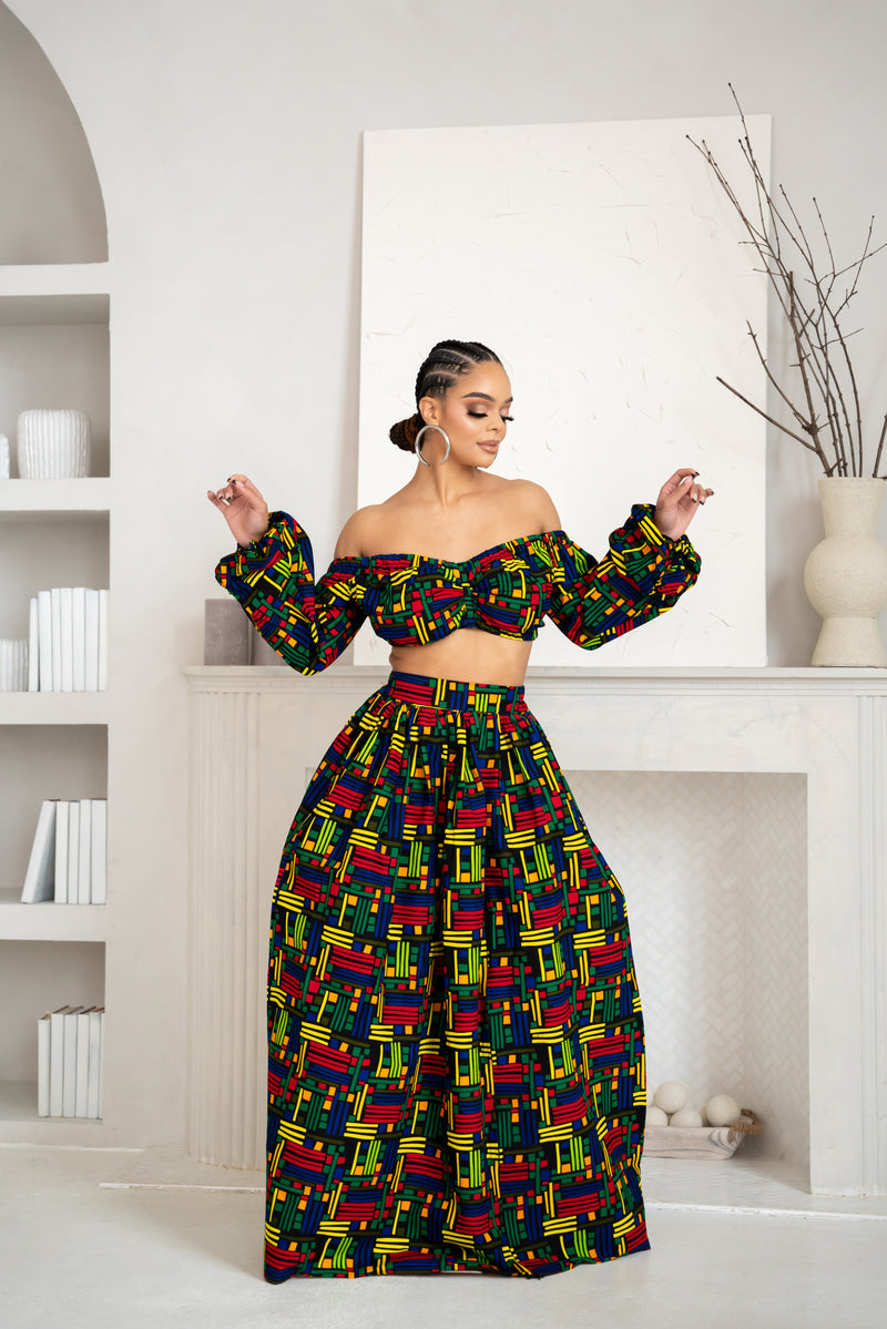 NINA African Print Maxi Skirt