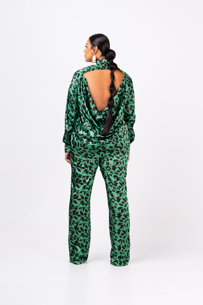 AZI LONG SLEEVE COWL BACK PANT SET