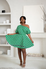 TARA African Print One-shoulder Mini Dress