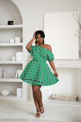 TARA African Print One-shoulder Mini Dress