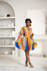 SOMIE African Print One-shoulder Mini Dress