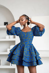 LOLO African Print LAYERED Mini Dress