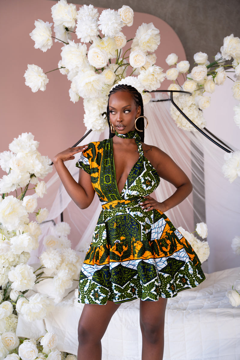 RIMI African Print Flair Mini Infinity dress