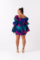 ZURI African Print Off-shoulder Puffy Sleeve Mini Dress