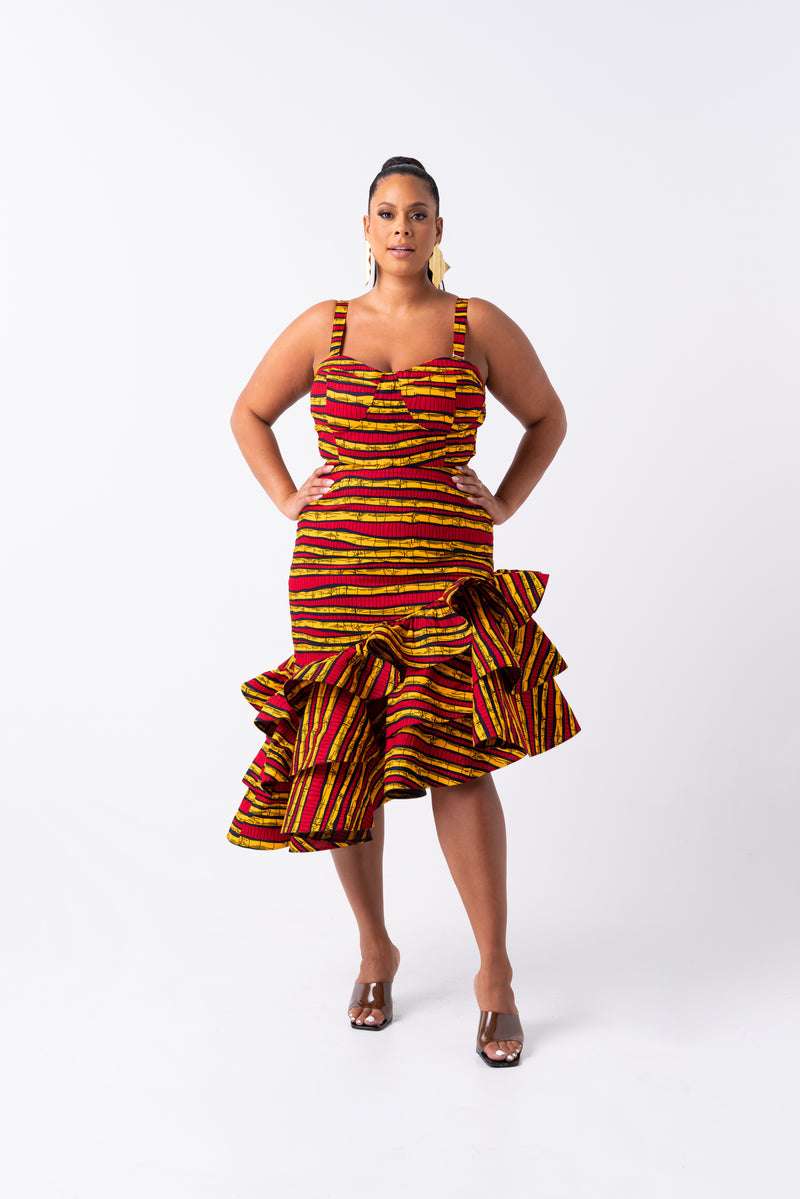 RITA African Print Layered Hi-low Skirt