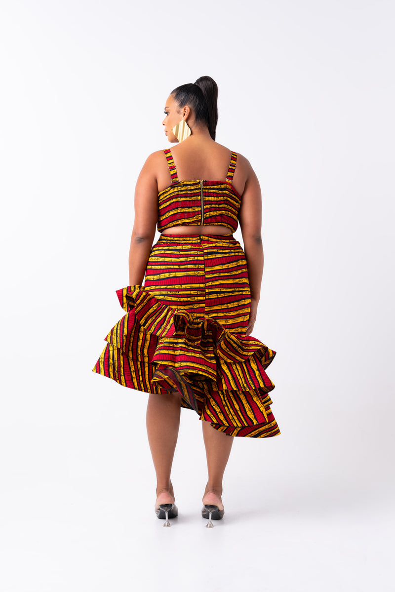 RITA African Print Layered Hi-low Skirt