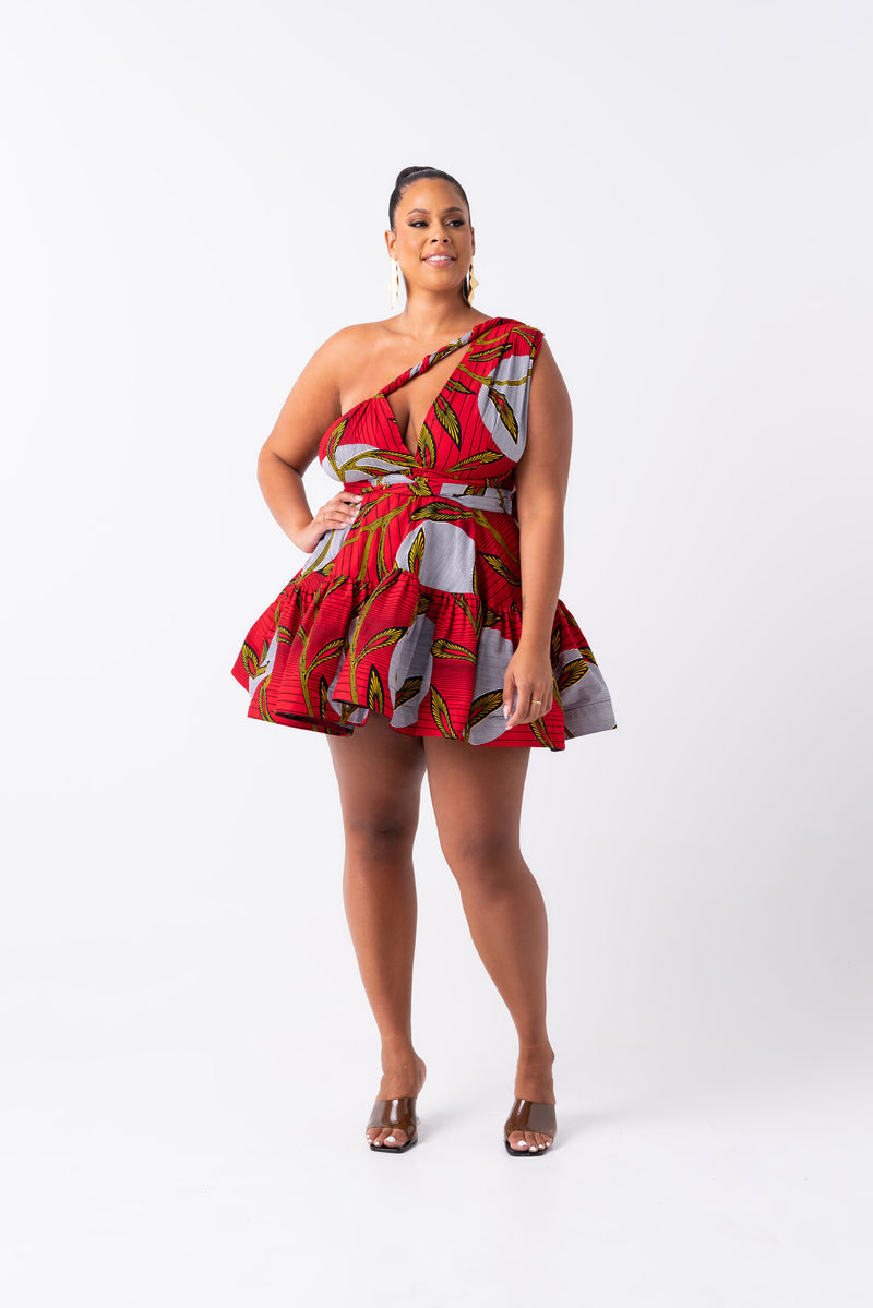 ROLAKE African Print Flair Mini Infinity dress