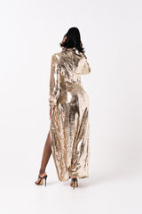 GOLD Sequin Wrap Dress