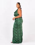 AZI SILK HALTER MAXI DRESS