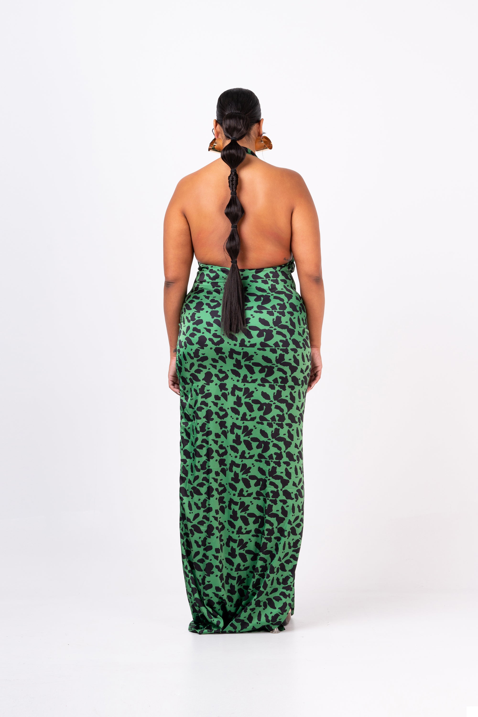 AZI SILK HALTER MAXI DRESS