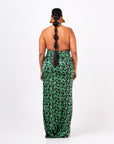 AZI SILK HALTER MAXI DRESS