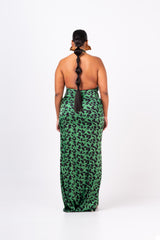 AZI SILK HALTER MAXI DRESS