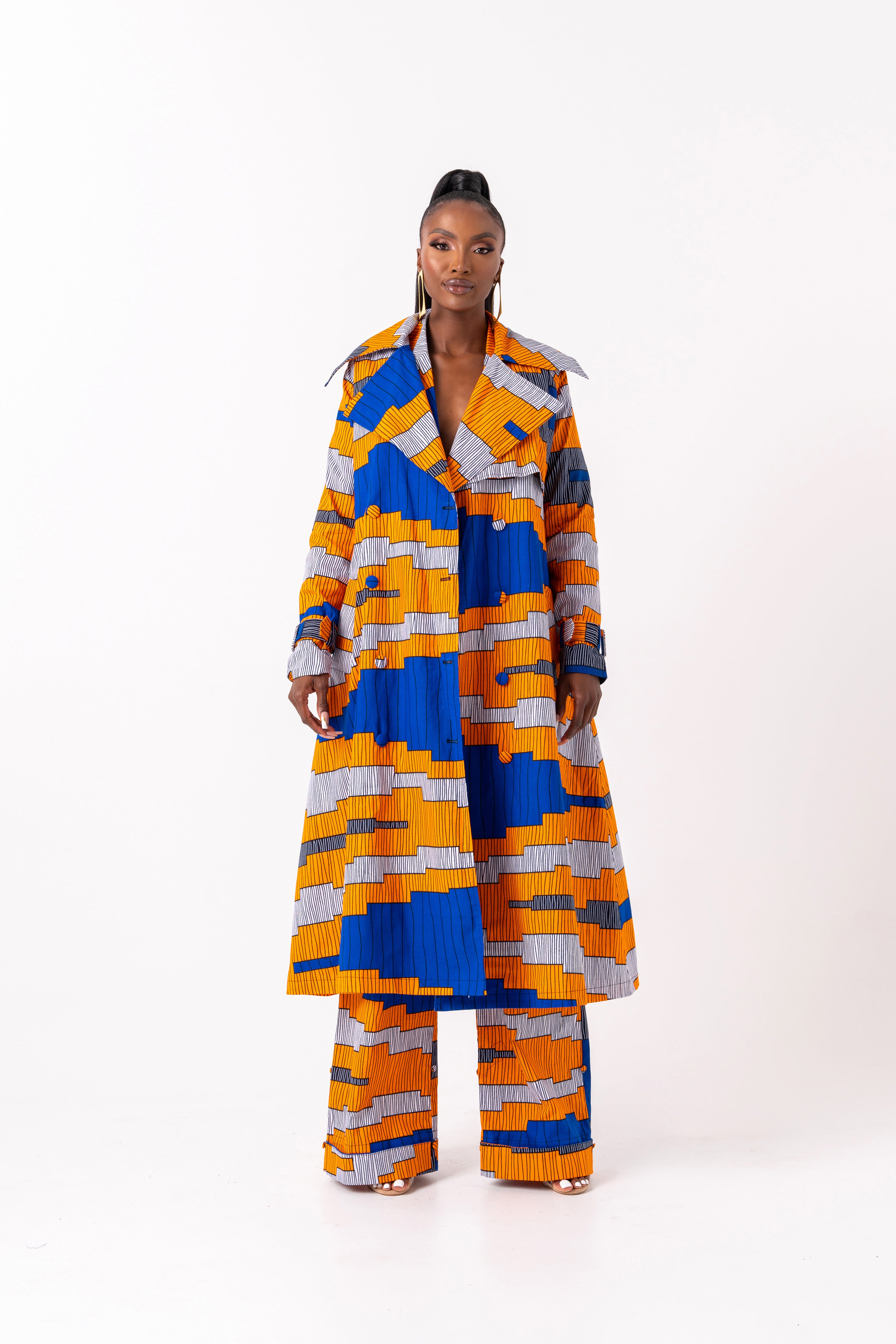 SOMIE African Print Trench Jacket