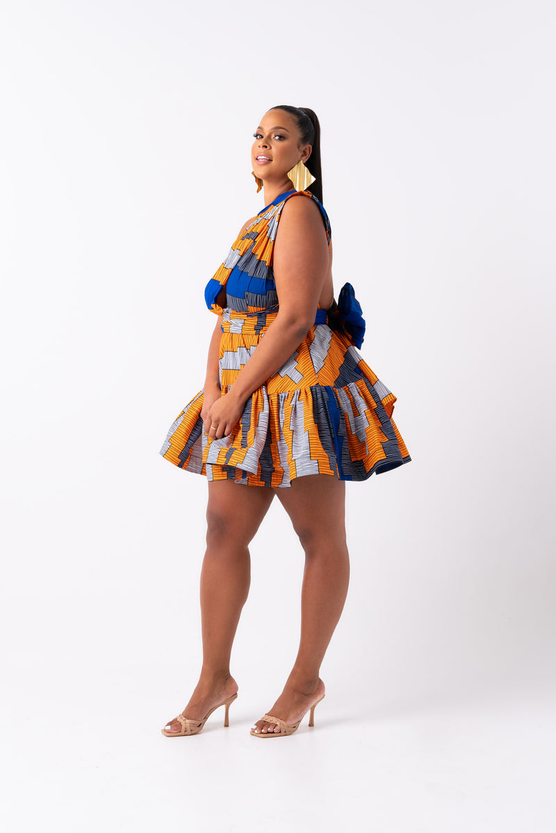SOMIE African Print Flair Mini Infinity dress