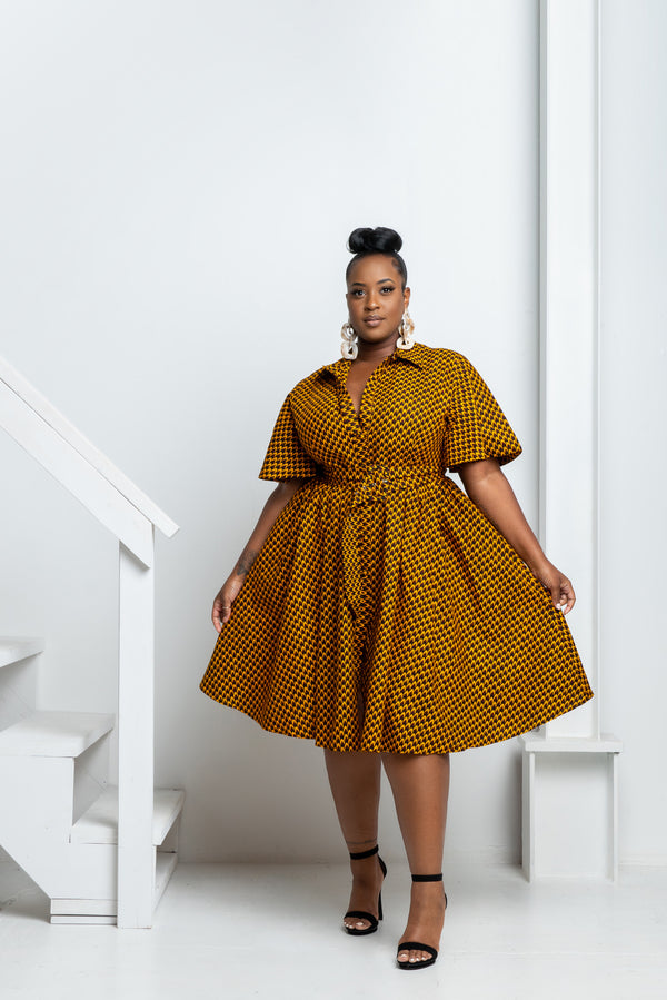 AGBANI African Print Shirt Midi Dress