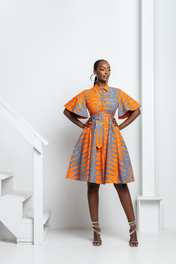 FURO African Print Shirt Midi Dress