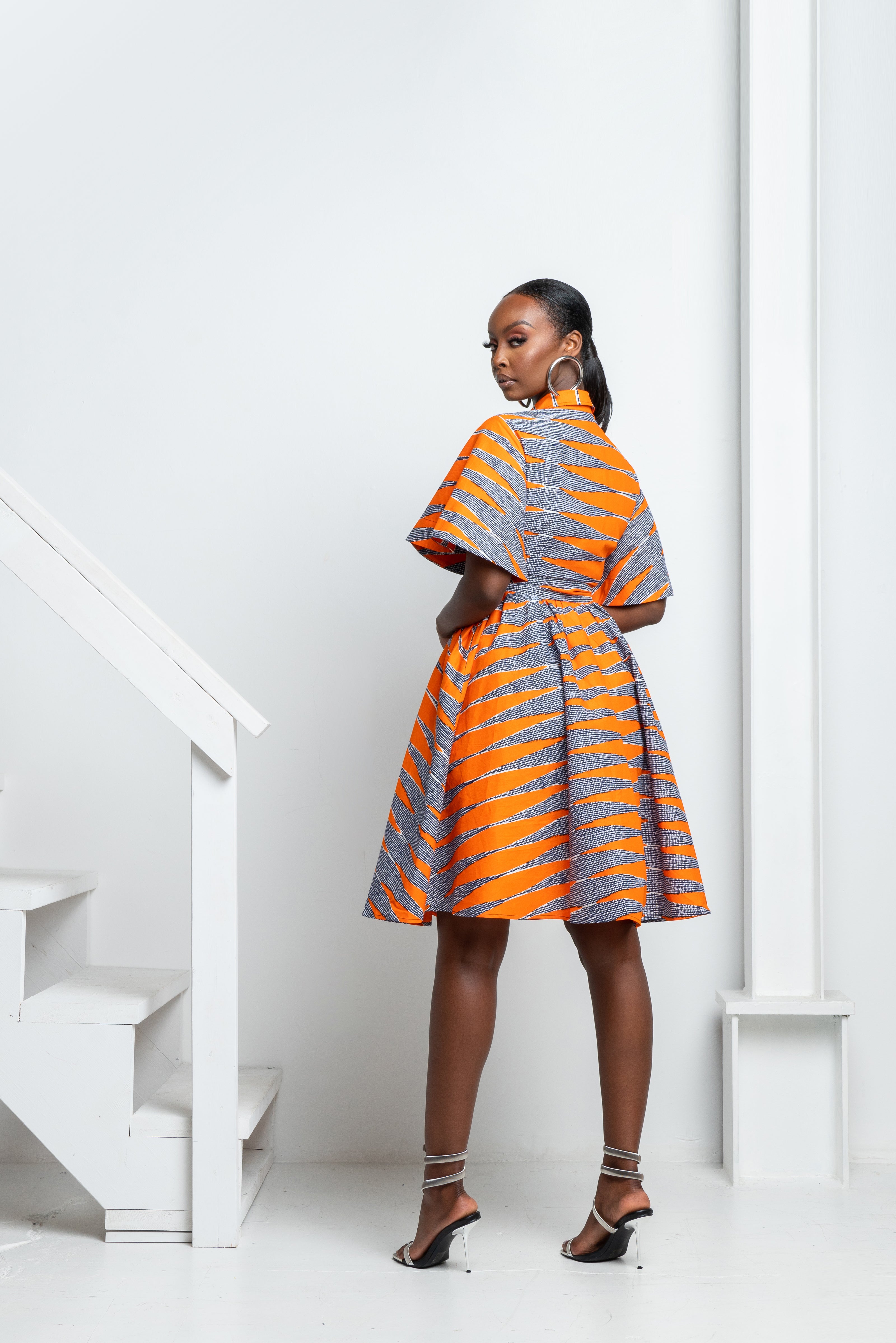 FURO African Print Shirt Midi Dress