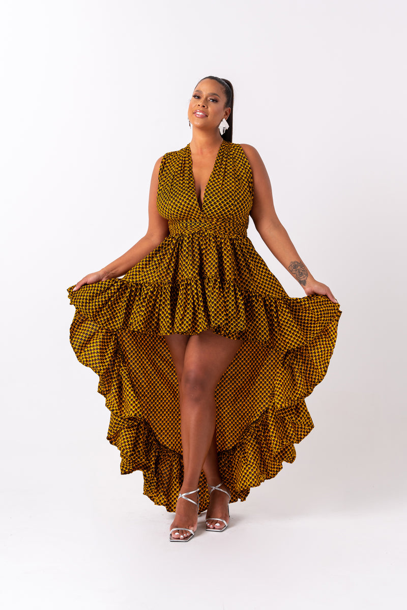 AGBANI African Print Hi-low Infinity Dress