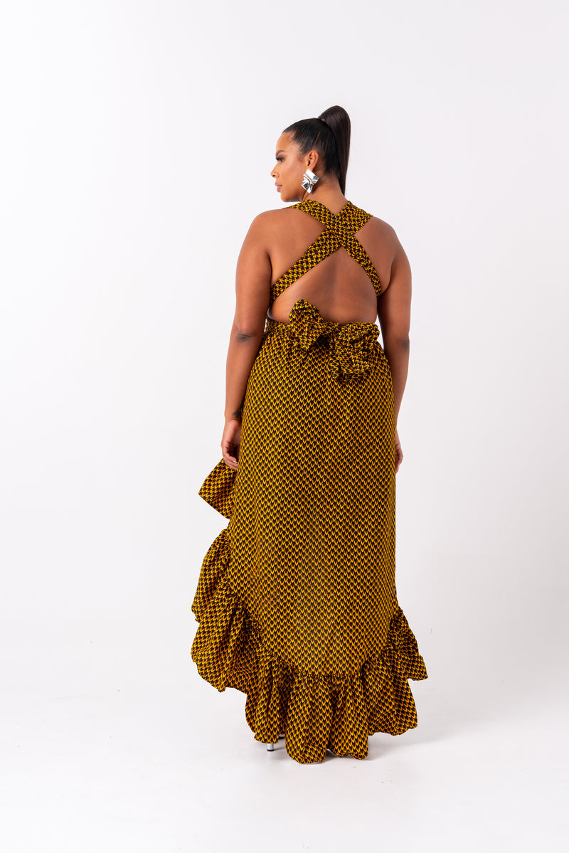 AGBANI African Print Hi-low Infinity Dress