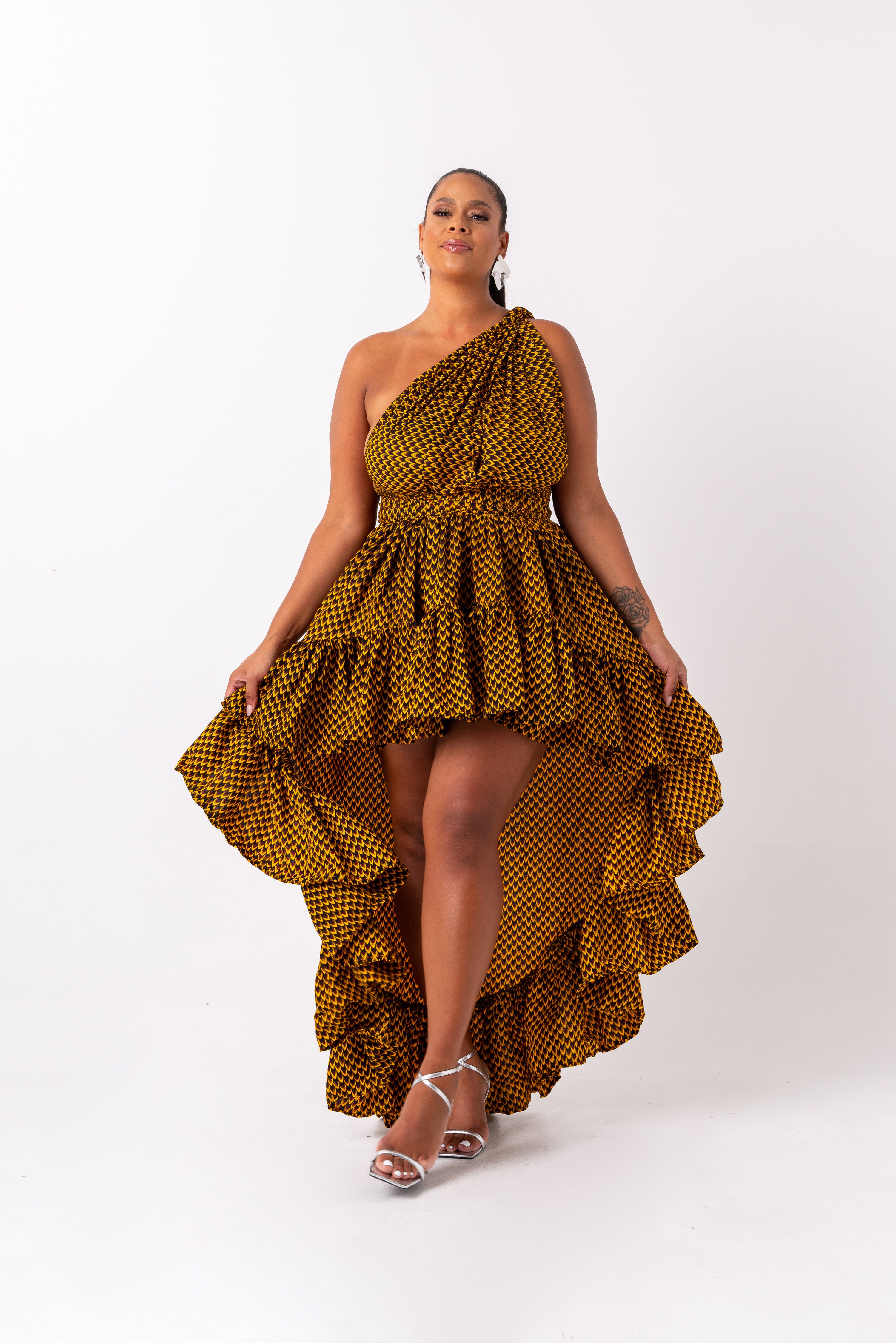 AGBANI African Print Hi low Infinity Dress OFUURE
