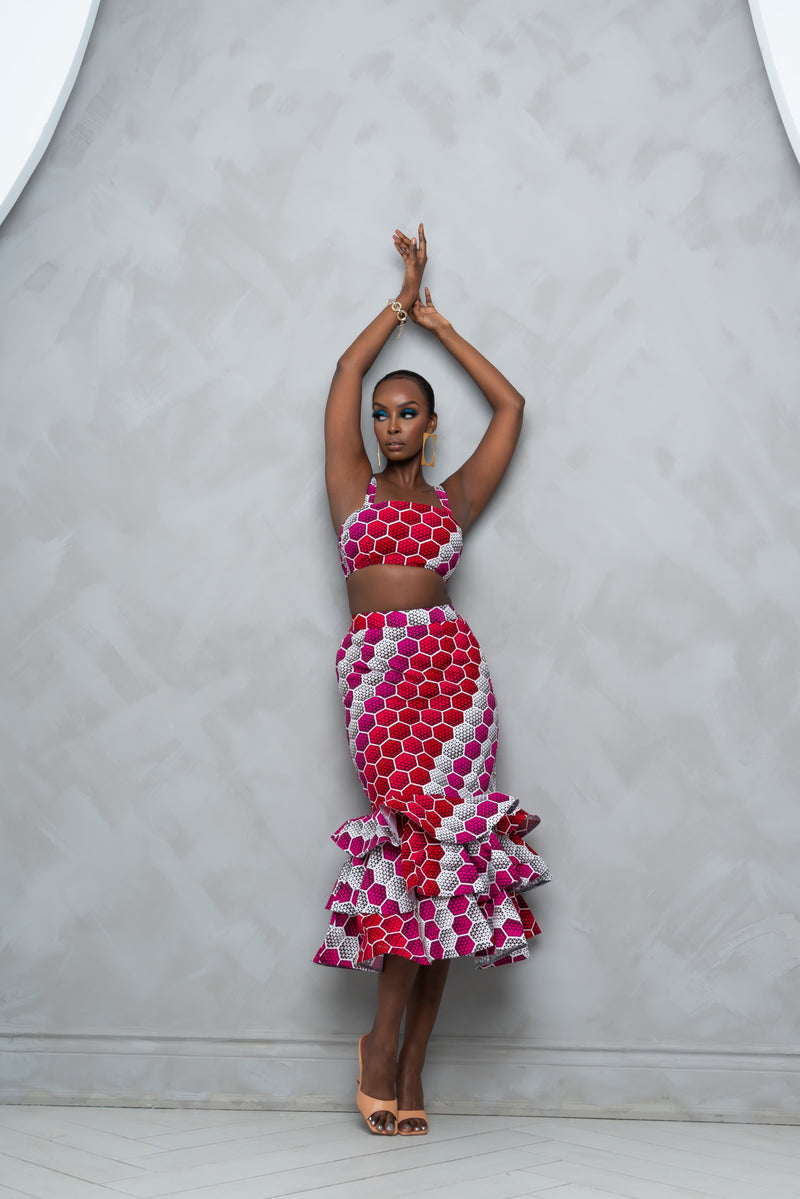 RENI African Print Tube Crop Top