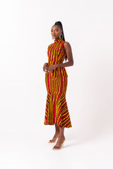 RITA African Print Maxi Mock Neck Dress