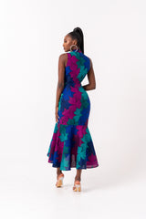ZURI African Print Maxi Mock Neck Dress